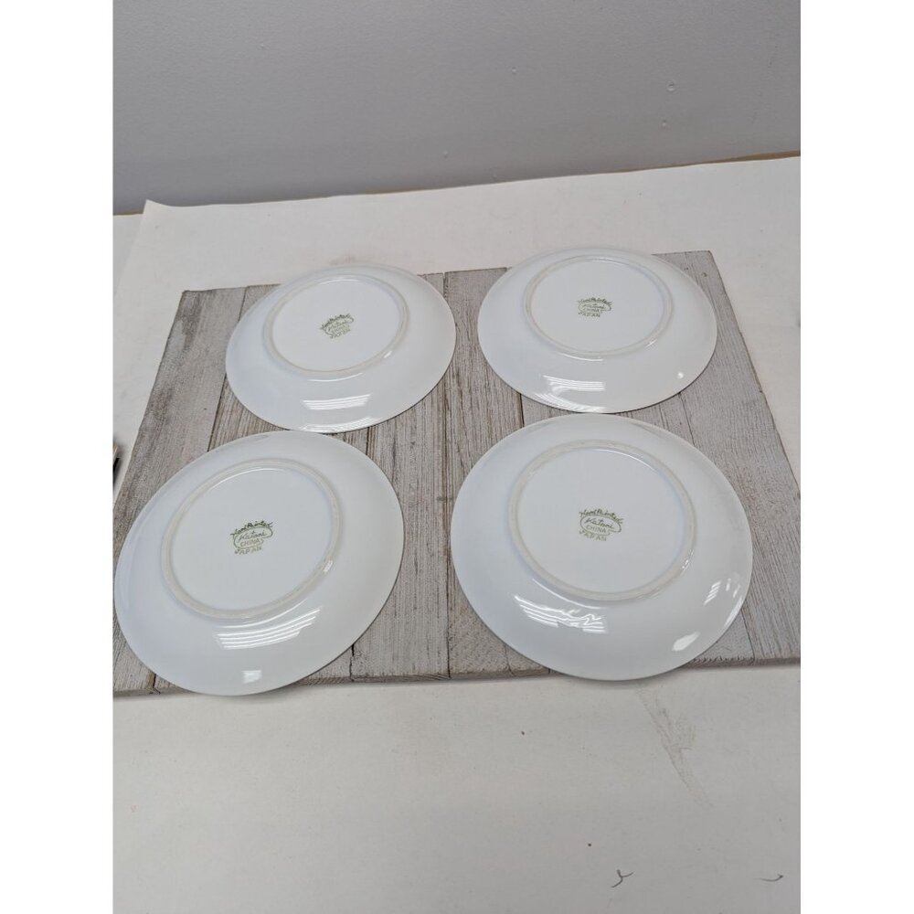 Vintage Kutani Set 4 Bread Dessert Plates 6 1/2" White Silver Gray Bursts Japan - Picture 6 of 9